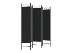 Biombo-Mampara divisoria de 5 paneles Tela Negra 200x200 cm Negro