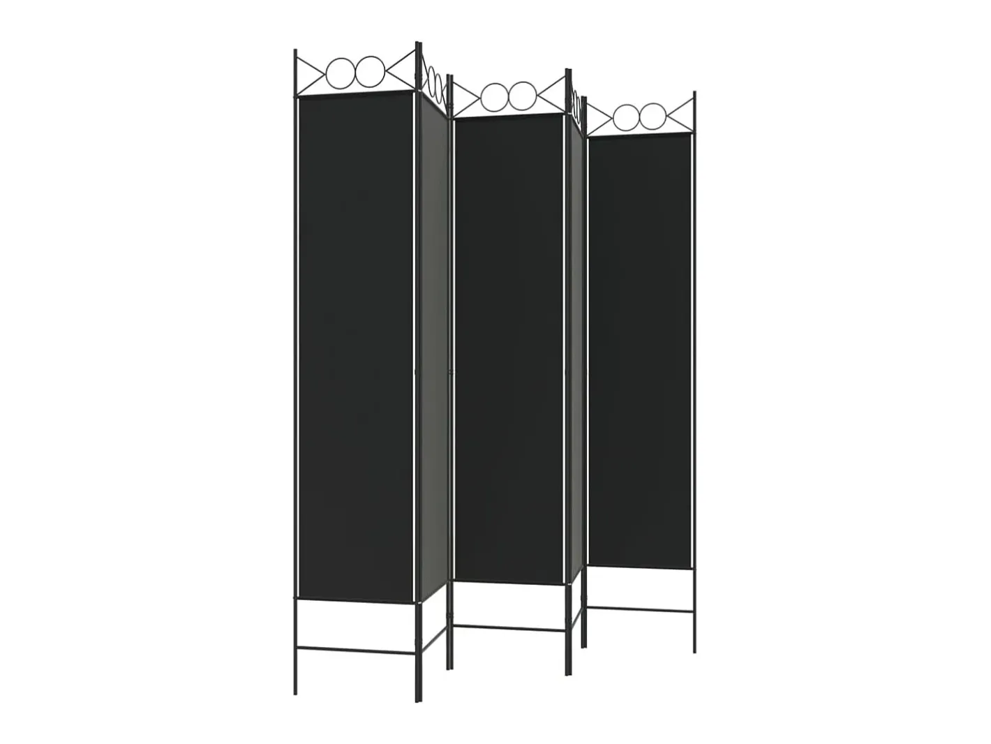 Biombo-Mampara divisoria de 5 paneles Tela Negra 200x200 cm Negro