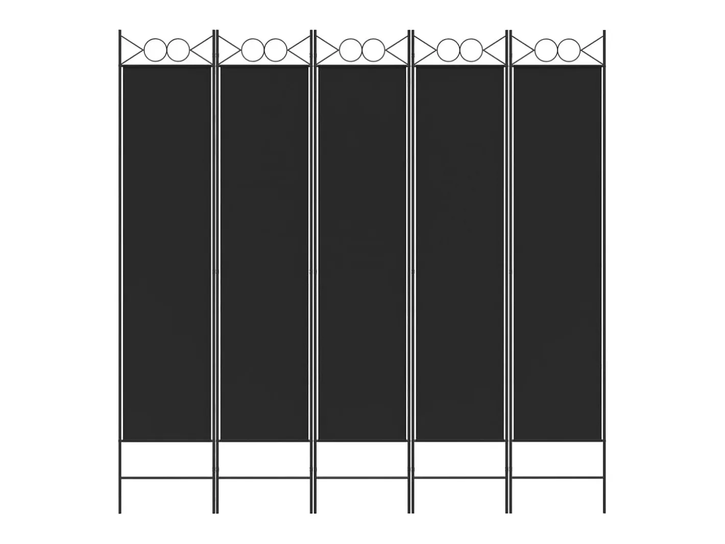 Biombo-Mampara divisoria de 5 paneles Tela Negra 200x200 cm Negro