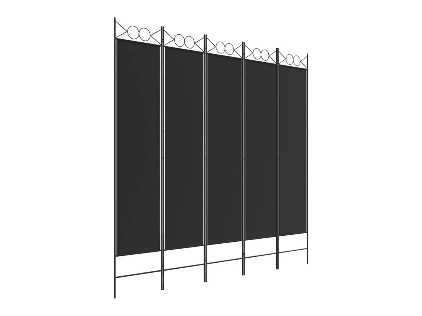 Biombo-Mampara divisoria de 5 paneles Tela Negra 200x200 cm Negro