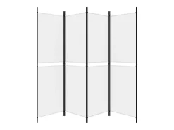 Mampara divisoria de 4 paneles Tela Blanca 200x180 cm Blanco Outlet