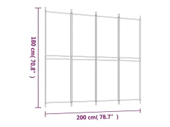 Mampara divisoria de 4 paneles Tela Blanca 200x180 cm Blanco Outlet