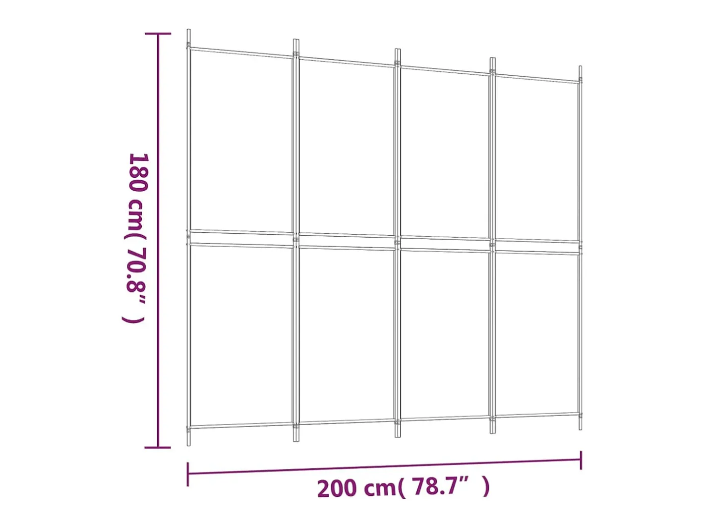 Mampara divisoria de 4 paneles Tela Blanca 200x180 cm Blanco Outlet