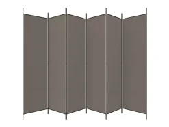 Mampara divisoria de 6 paneles Antracita 300x220 cm Tejido Gris Outlet