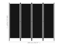 Online Mampara divisoria de 4 paneles Negra 200x180 cm Negro