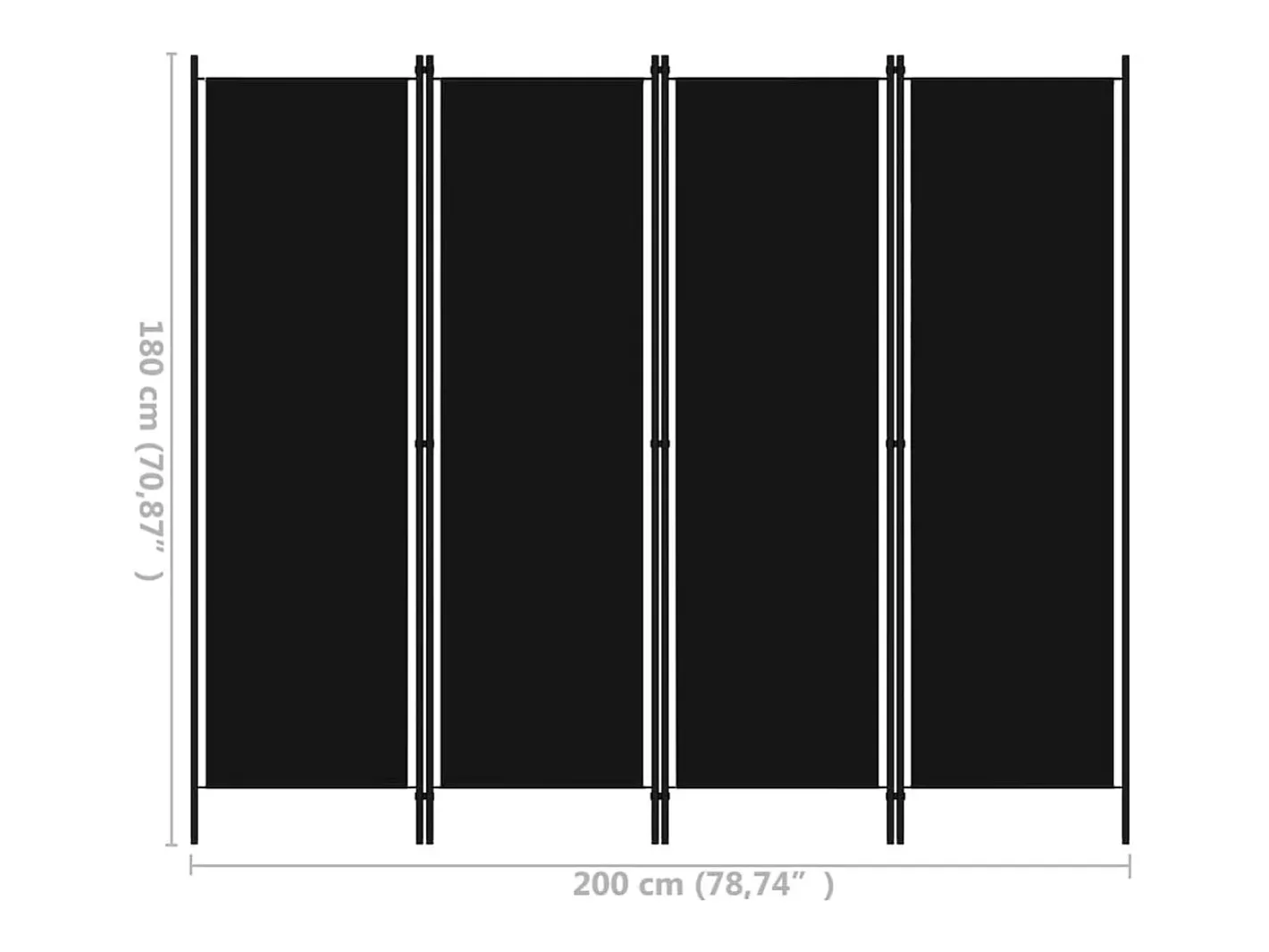 Online Mampara divisoria de 4 paneles Negra 200x180 cm Negro