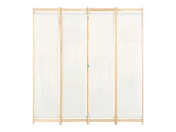 Biombo-Mampara divisoria de 4 paneles 160x170x4 cm Tela Crema