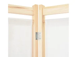 Biombo-Mampara divisoria de 4 paneles 160x170x4 cm Tela Crema