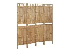 Biombo-Mampara divisoria de bambú de 4 paneles 160x180 cm Marru00f3n
