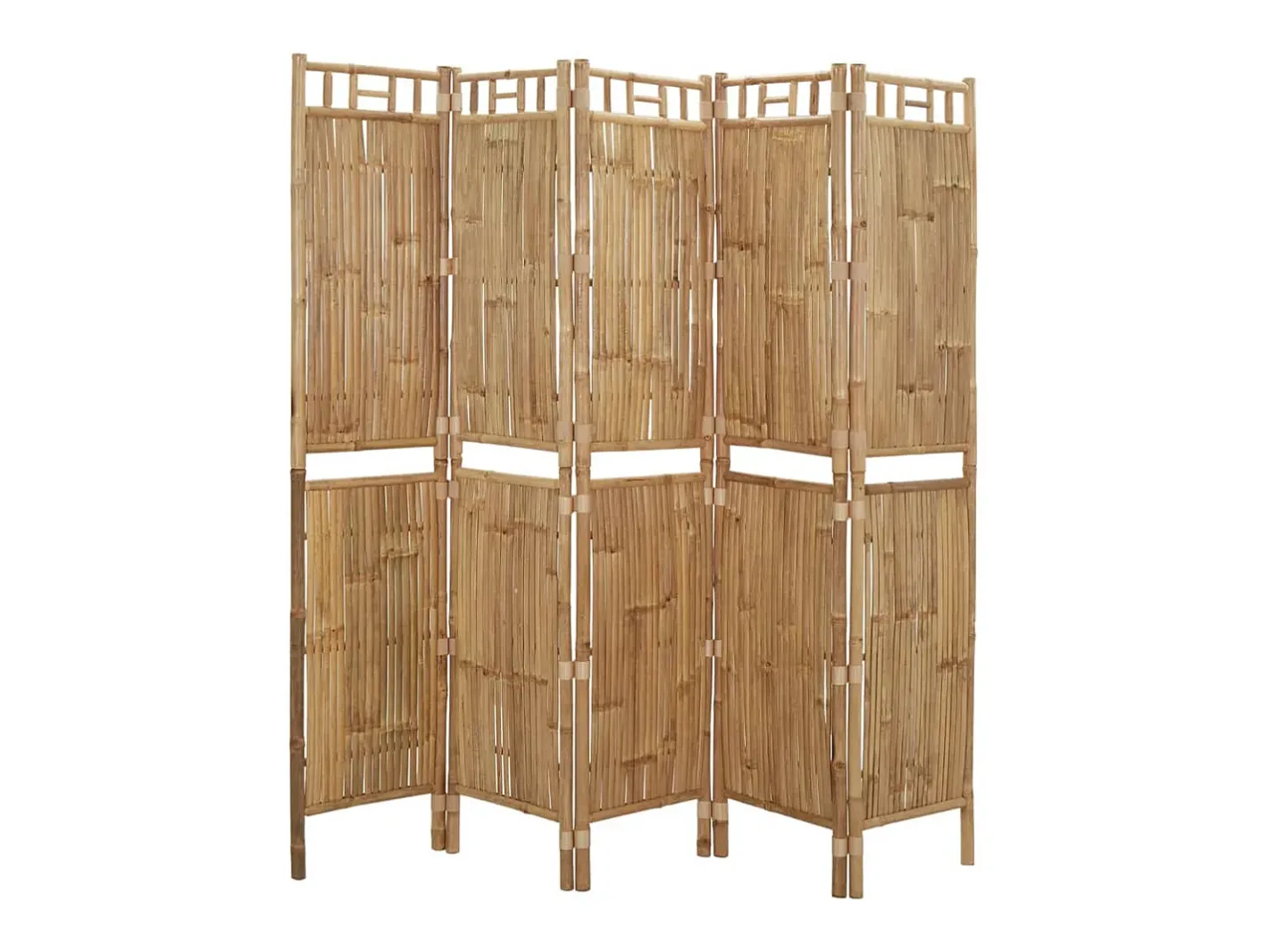 Biombo-Mampara divisoria de bambú de 5 paneles 200x180 cm Marru00f3n