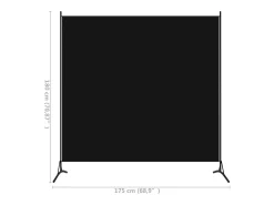 Biombo-Mampara divisoria negra de tela 175x180 cm Negro