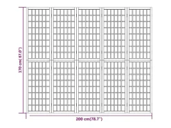 Mampara divisoria plegable de 5 paneles 200x170 cm Negra Negro Outlet