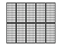 Mampara divisoria plegable de 5 paneles 200x170 cm Negra Negro Outlet