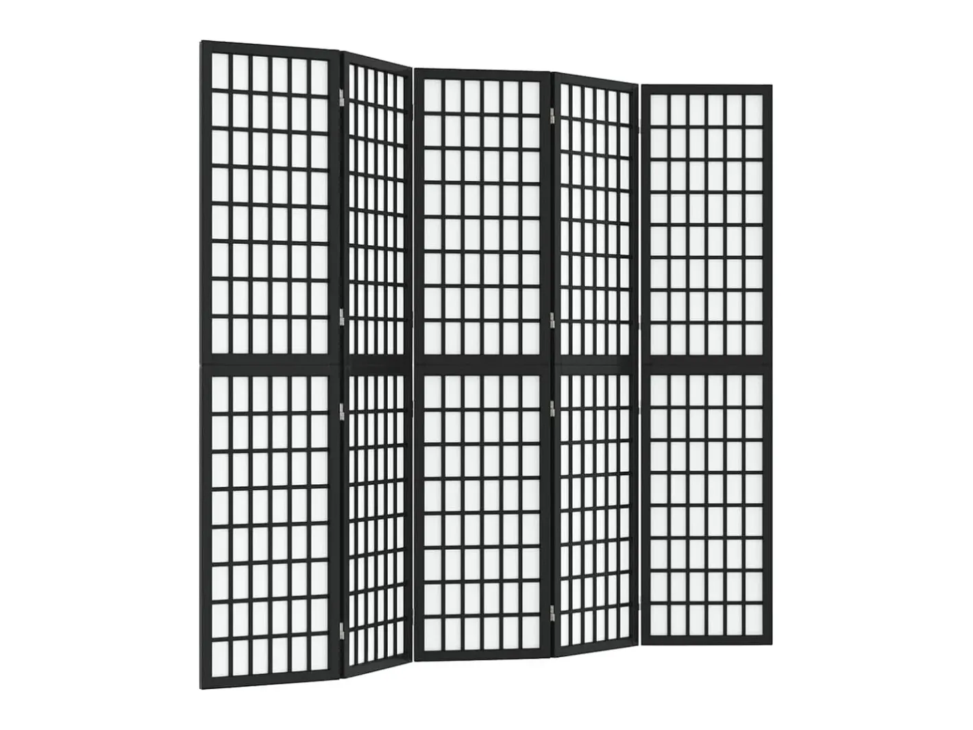 Mampara divisoria plegable de 5 paneles 200x170 cm Negra Negro Outlet