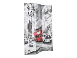 Online Mampara divisoria 120x170 cm Autobús londinense Blanco y negro Multicolor