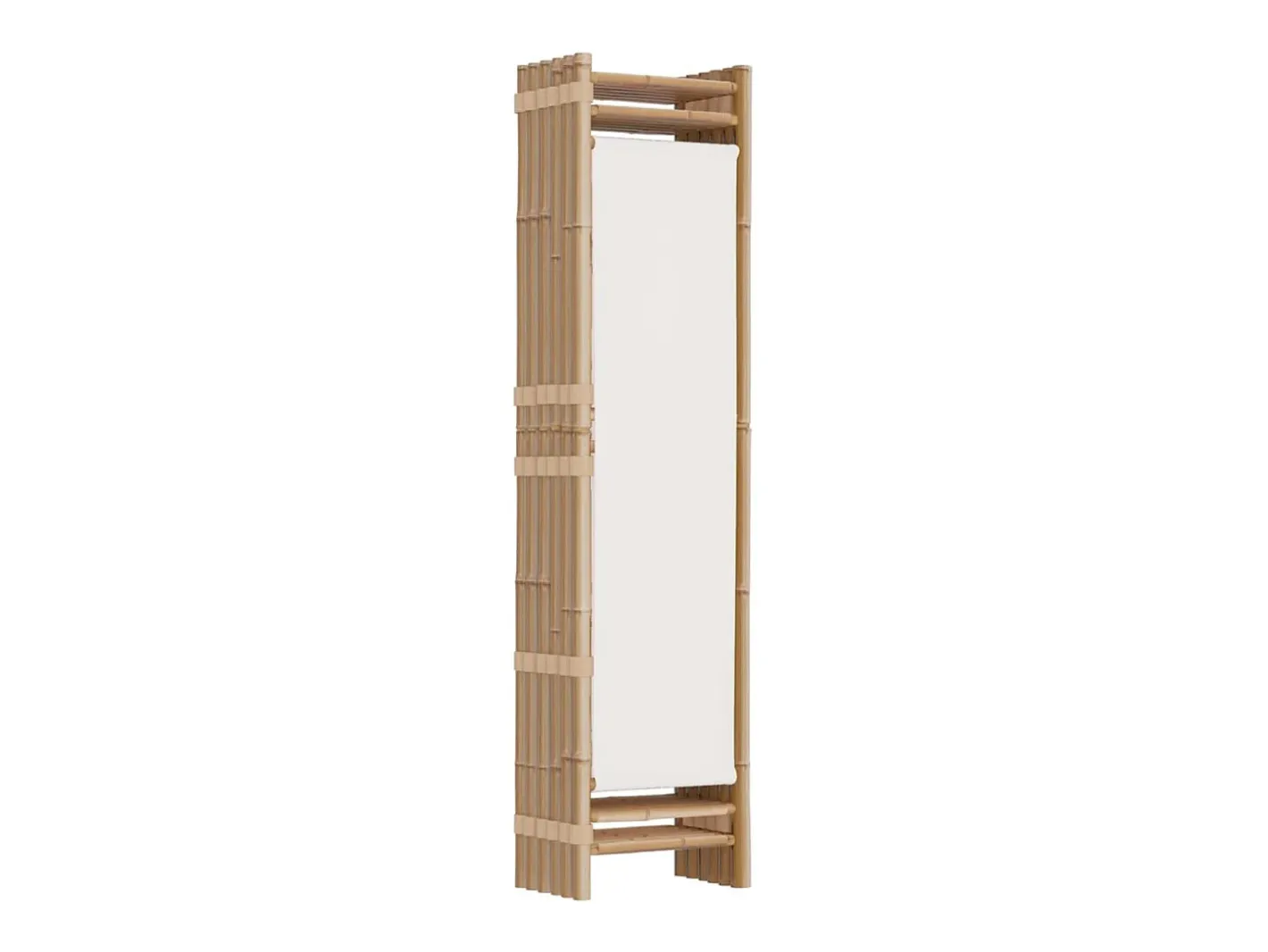 New Mampara plegable 6 paneles 240 cm Bambú y lona Crema