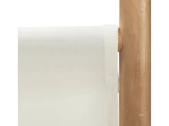 New Mampara plegable 6 paneles 240 cm Bambú y lona Crema