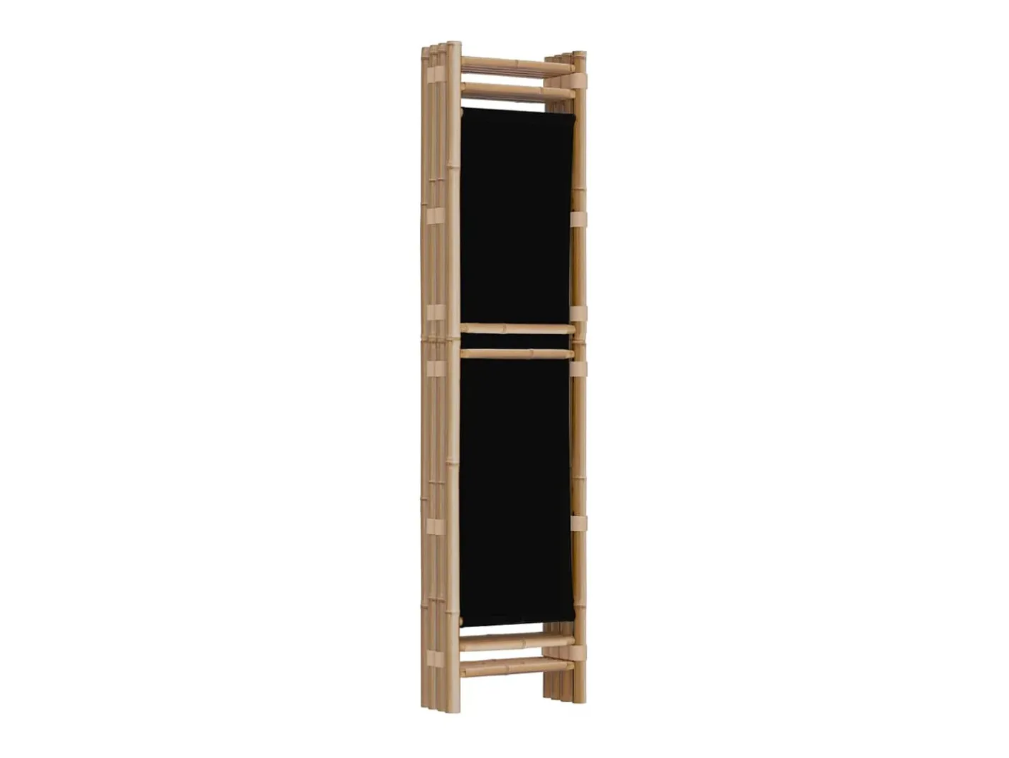 Clearance Mampara plegable 4 paneles 160 cm Bambú y lona Negro