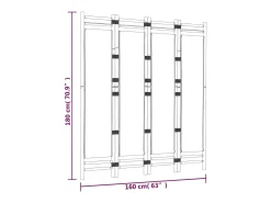 Clearance Mampara plegable 4 paneles 160 cm Bambú y lona Negro