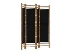 Clearance Mampara plegable 4 paneles 160 cm Bambú y lona Negro