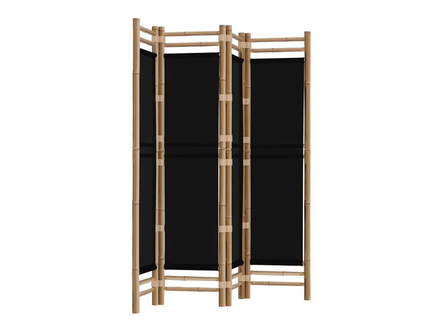 Clearance Mampara plegable 4 paneles 160 cm Bambú y lona Negro