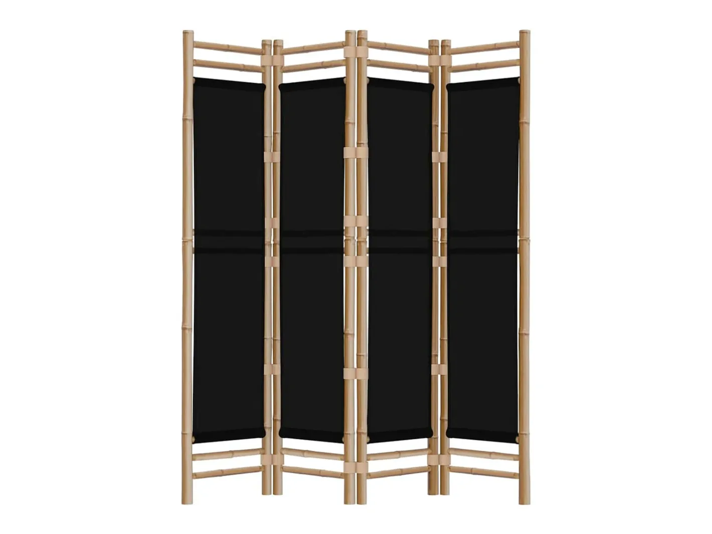 Clearance Mampara plegable 4 paneles 160 cm Bambú y lona Negro