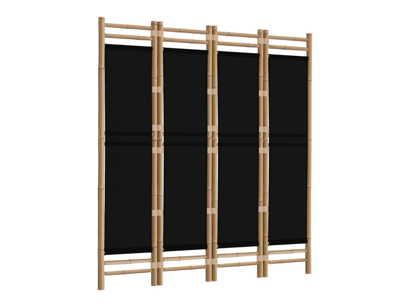 Clearance Mampara plegable 4 paneles 160 cm Bambú y lona Negro