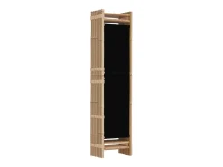 Mampara plegable 6 paneles 240 cm Bambú y lona Negro Outlet