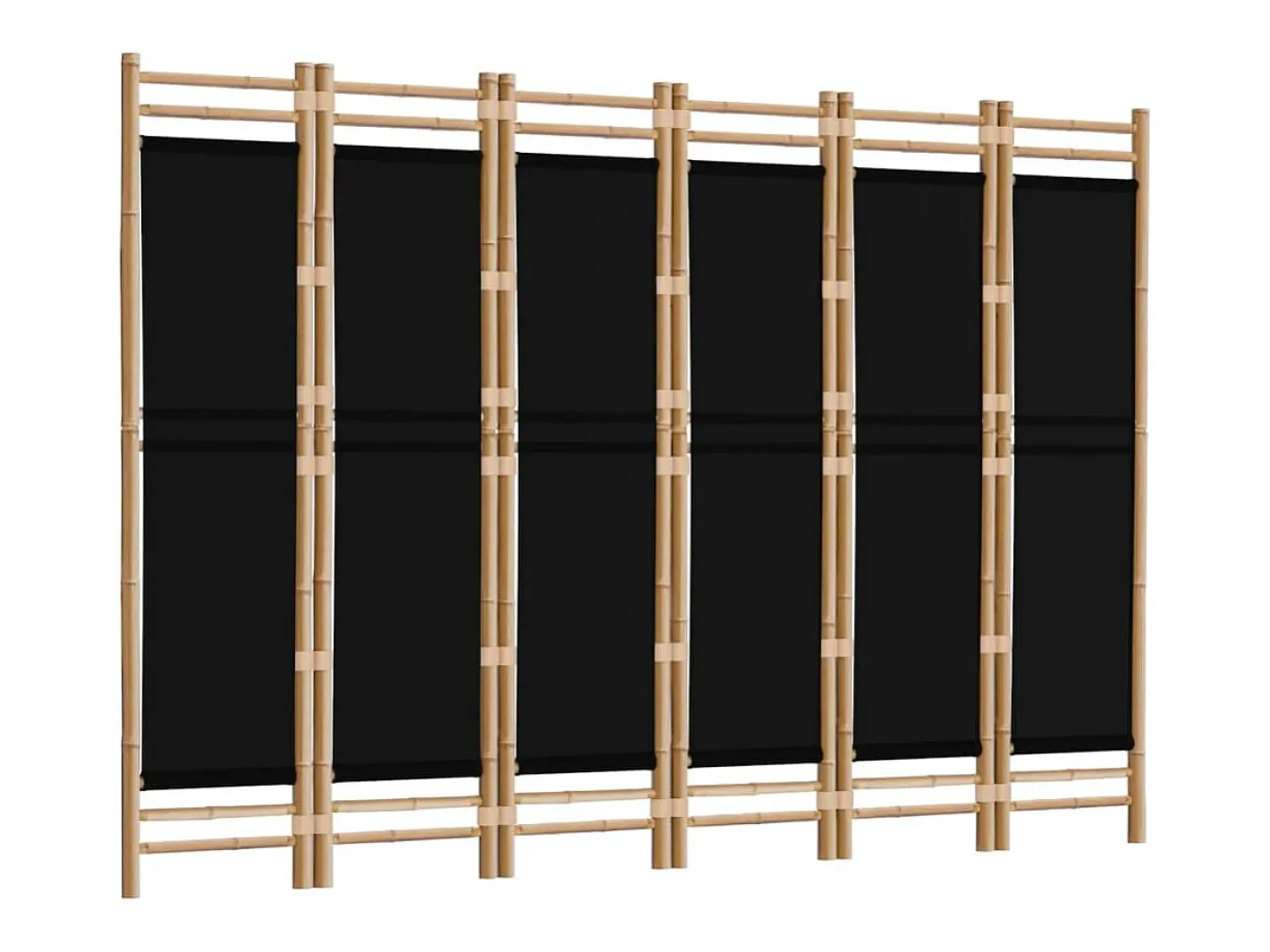Mampara plegable 6 paneles 240 cm Bambú y lona Negro Outlet