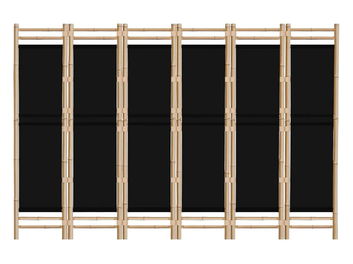 Mampara plegable 6 paneles 240 cm Bambú y lona Negro Outlet