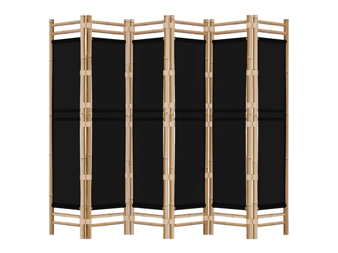 Mampara plegable 6 paneles 240 cm Bambú y lona Negro Outlet