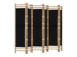 Mampara plegable 6 paneles 240 cm Bambú y lona Negro Outlet