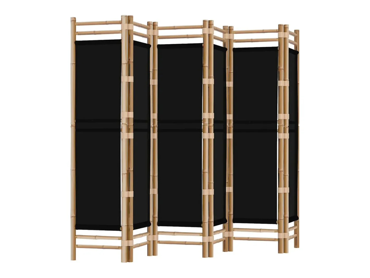 Mampara plegable 6 paneles 240 cm Bambú y lona Negro Outlet