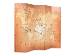Biombo-Mampara plegable 200 x 170 cm Mapa del Mundo Amarillo