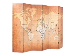 Mampara plegable 228 x 170 cm Mapa del Mundo Amarillo Sale