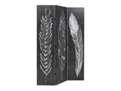 New Mampara plegable 120x170 cm Plumas Blanco y Negro