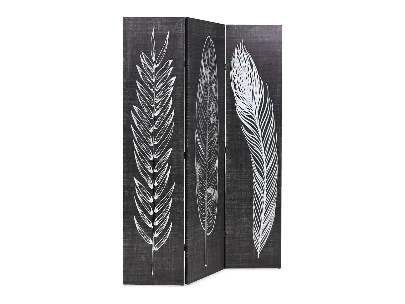 New Mampara plegable 120x170 cm Plumas Blanco y Negro