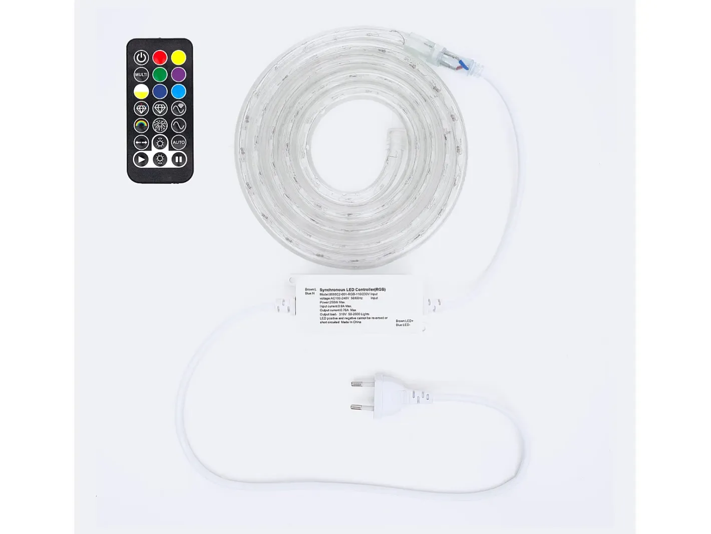 New Ledkia Manguera LED Redonda 220V AC 36 LED/m RGB IP65 Corte 100 cm a Medida RGB 1 m Blanco