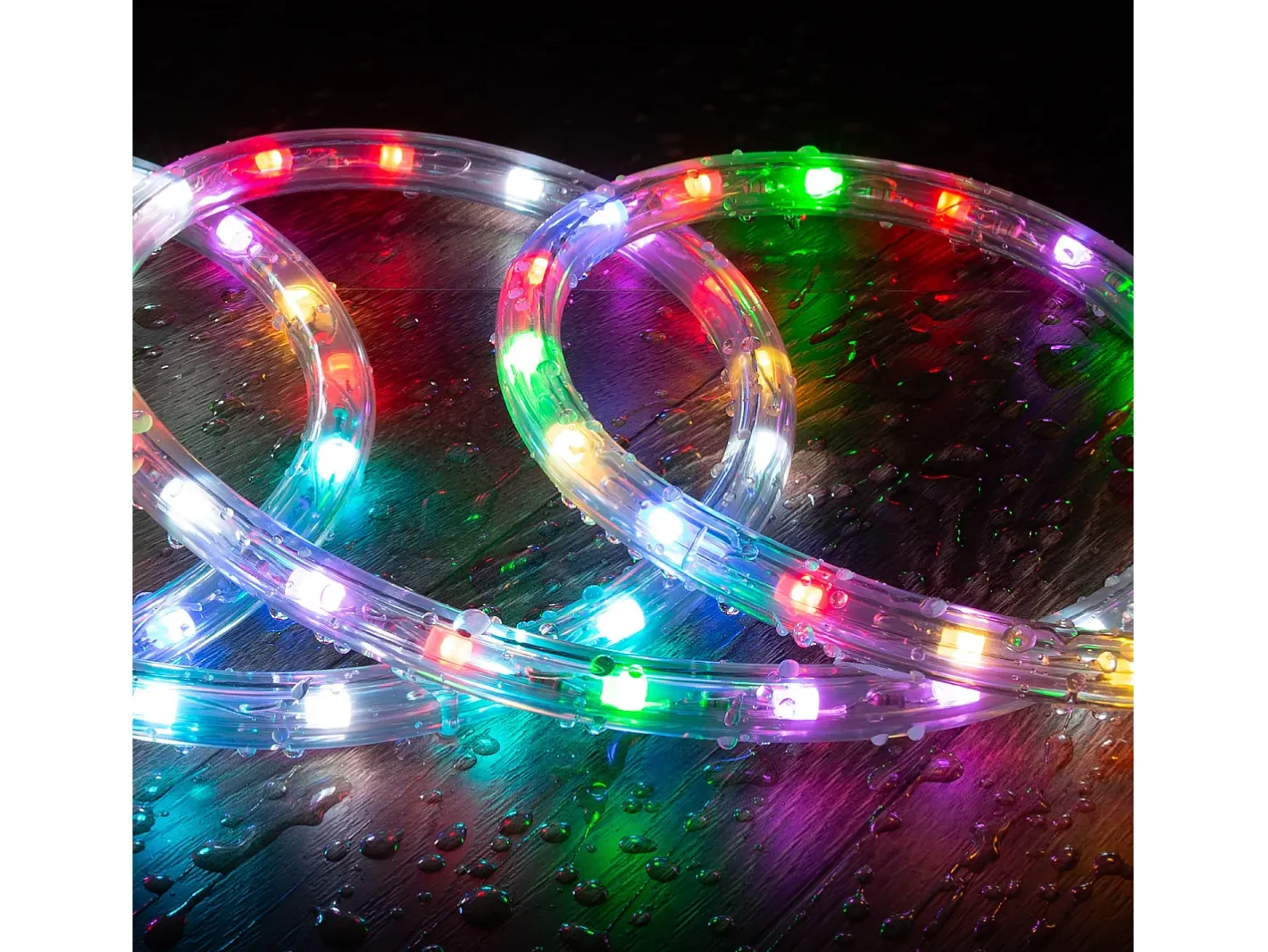 New Ledkia Manguera LED Redonda 220V AC 36 LED/m RGB IP65 Corte 100 cm a Medida RGB 1 m Blanco