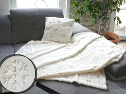 Outlet MCW Manta + cojín decorativo nieve (2 piezas) Blanco