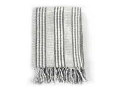 Manta a rayas de algodón y blanco 220x250 cm ES204592 Gris Sale