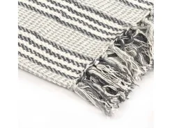 Manta a rayas de algodón y blanco 220x250 cm ES204592 Gris Sale