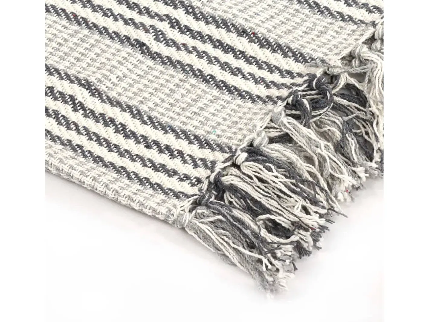 Manta a rayas de algodón y blanco 220x250 cm ES204592 Gris Sale