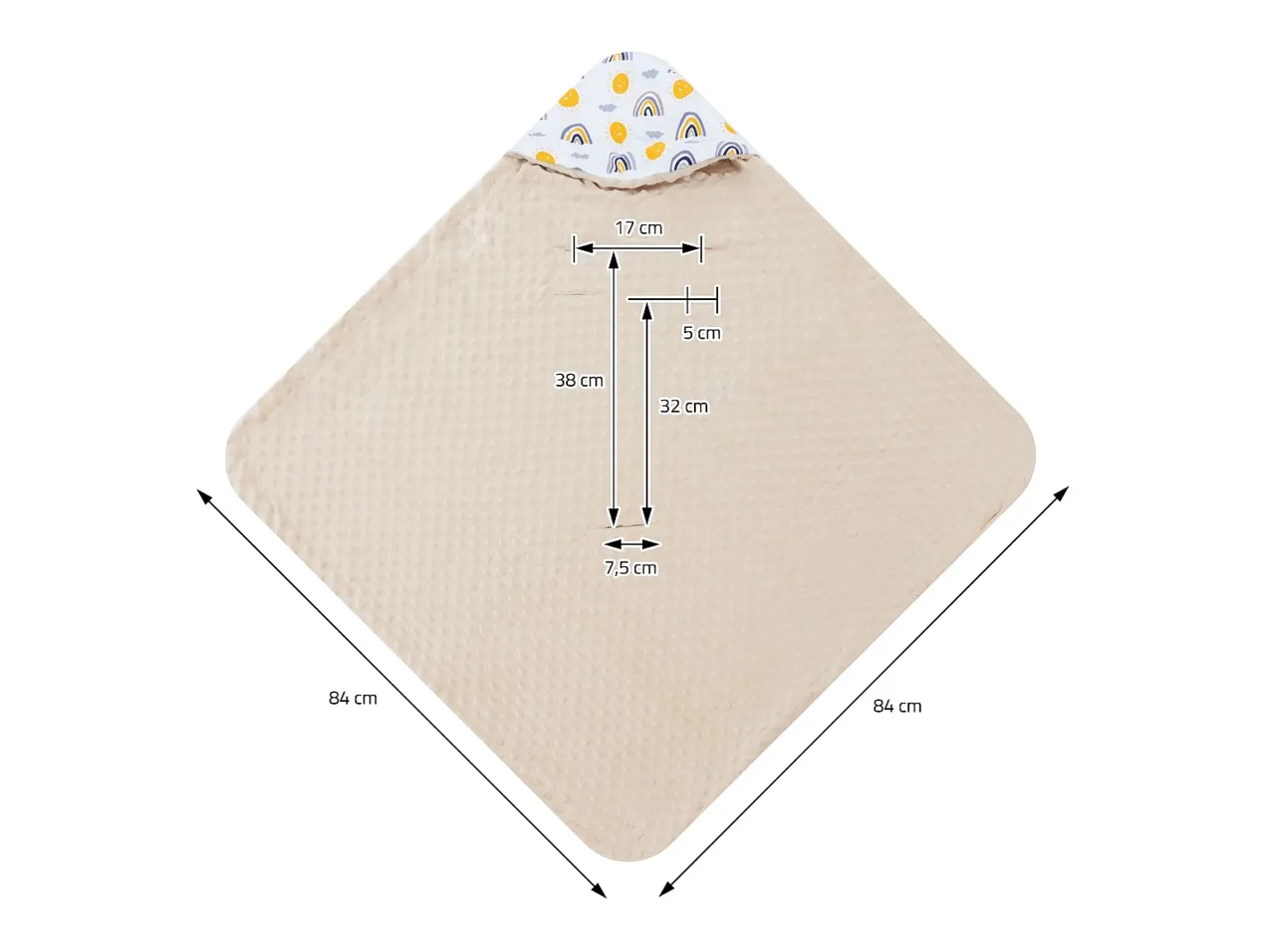 Joyz Ropa De Cama-Manta de algodón con capucha para bebé para asiento de coche o cochecito arcoíris/ Beige