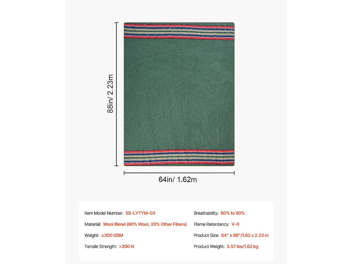 Ropa De Cama-Manta de Camping de Lana SucceBuy, 162,56 cm x 223,52 cm, Cálida para Senderismo, Viajes, Camping, Textura Verde