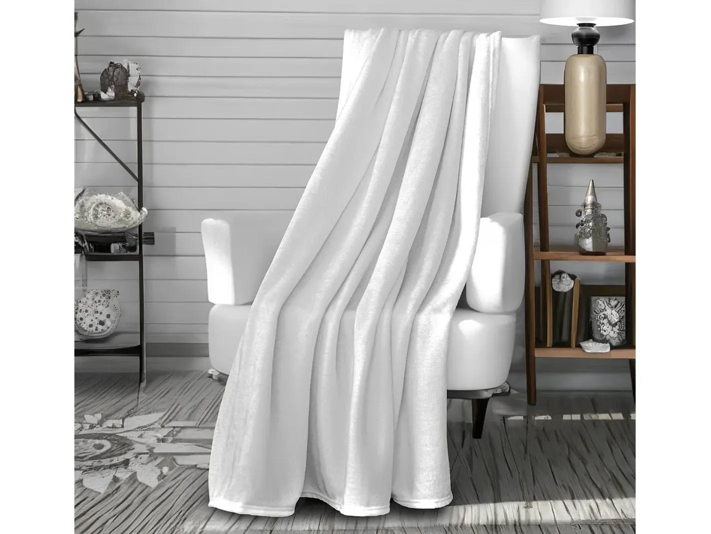 Soleil d'ocre Ropa De Cama-Manta de franela 180x220 cm CALIN, por Blanco