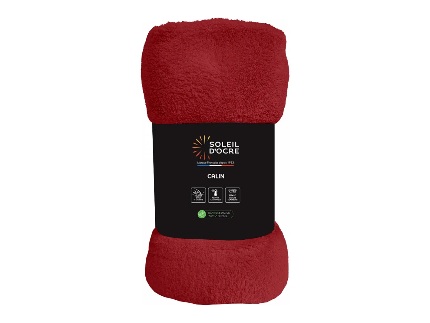 New Soleil d'ocre Manta de franela 220x240 cm CALIN , por Rojo