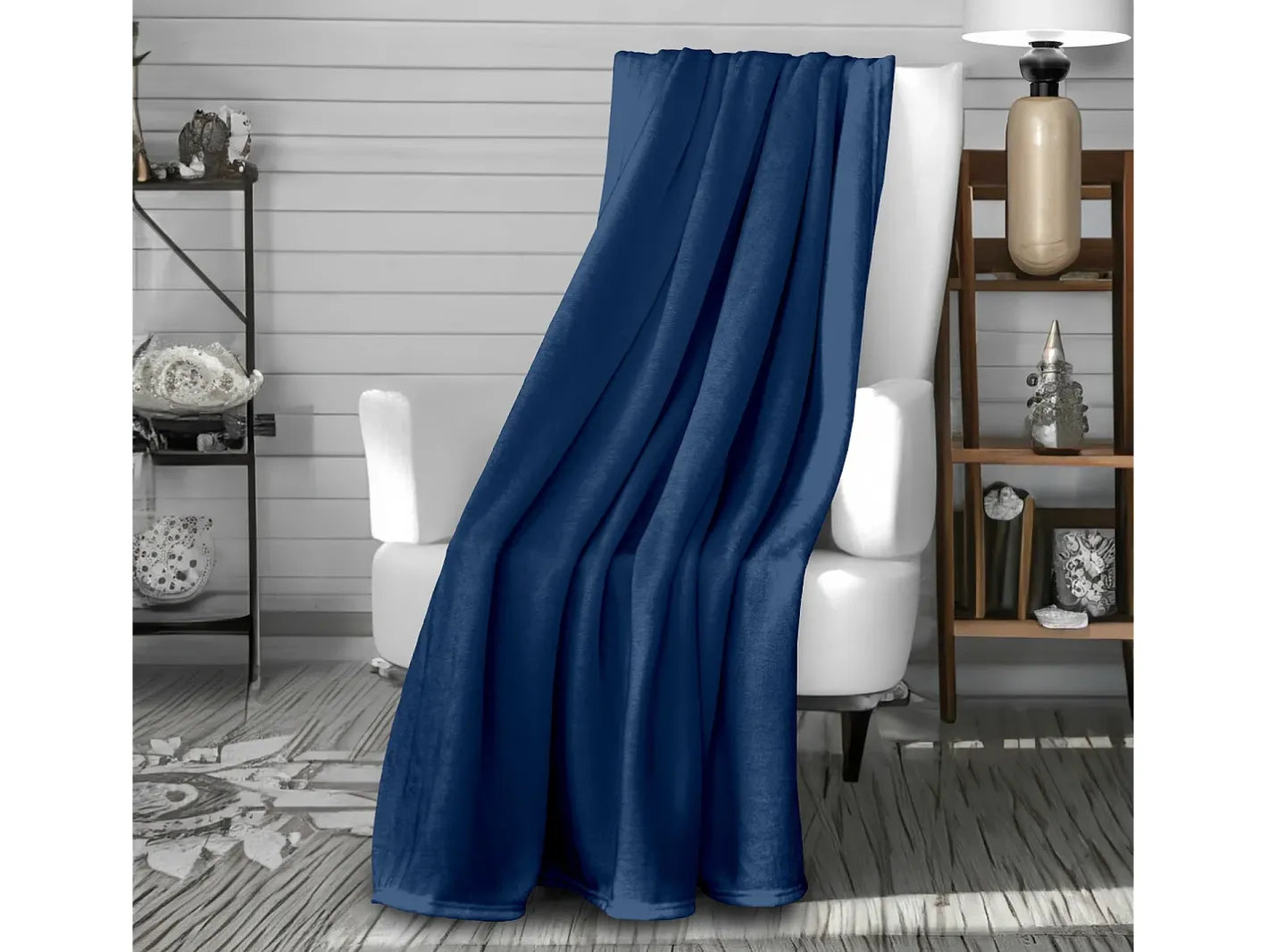 Hot Soleil d'ocre Manta de franela 180x220 cm CALIN marino, por Azul oscuro