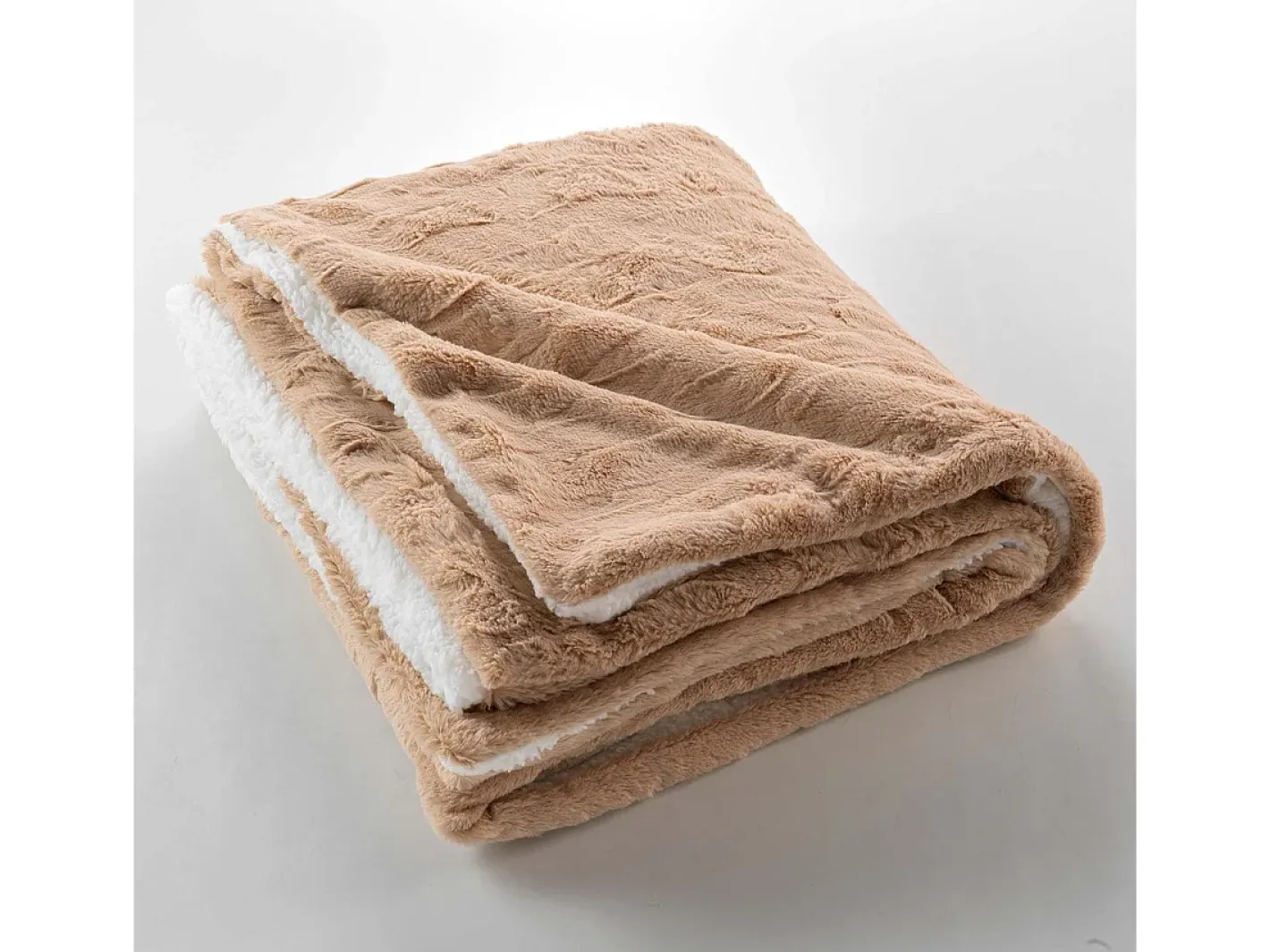 Outlet Douceur d'intérieur Manta de Imitación de Piel de Zorro "Foxy" 125x150cm Reversible Sherpa Confortable y Suave - Certificado Oeko-TEX Marru00f3n