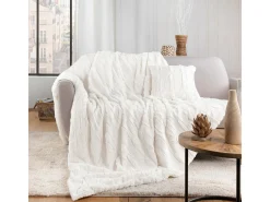 Douceur d'intérieur Ropa De Casa-Manta de Imitación de Piel "Foxy" Natural 125x150cm Suave y Esponjosa Beige